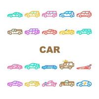 Car Transport Different Body Type Icons Set Vector