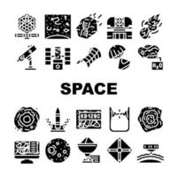 Space Researchment Equipment Icons Set Vector