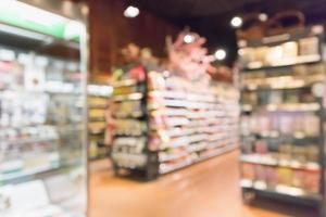 Abstract supermarket grocery store blurred defocused background with bokeh light photo