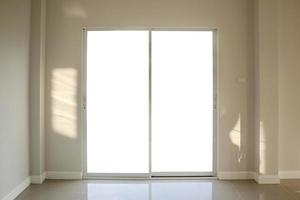 Steel white window frame home interior on paint wall photo