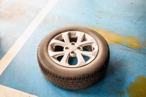 auto tire replacement at car service centre repair shop photo