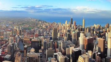 Chicago skyline at sunset photo