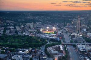 Boston aerial view at sunset photo