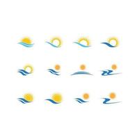 sea Water wave and sun icon vector illustration design logo - Vector