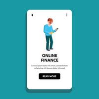 Online Finance Smartphone App Using Man Vector