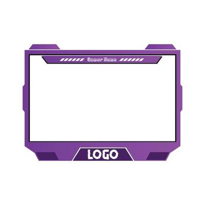 Stylish purple and black gradient color gaming frame overlay for live streamers. Live Streamer overlay vector with purple and black color. Digital stylish Gaming overlay.