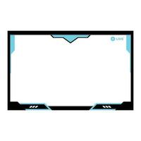 Cyan and black-colored gaming frame overlay for live streamers. Live Streamer overlay vector illustration with purple and black color. Stylish Gaming overlay.