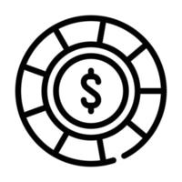 icono de línea de fichas de casino vector ilustración aislada