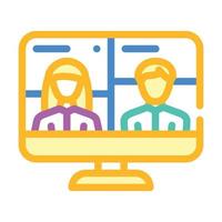 video conference discussion color icon vector illustration