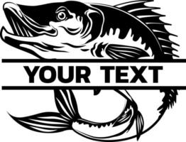 Bass Fish Monogram vector, Fishing Logo