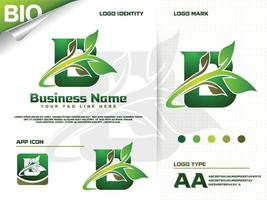 Initial letter B with Green leaf logo design vector