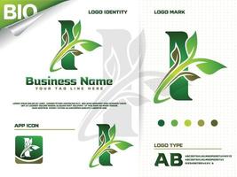 Initial letter I with Green leaf logo design vector