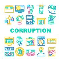 Corruption Problem Collection Icons Set Vector