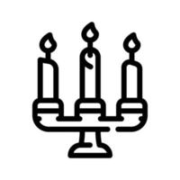 velas encendidas en la ilustración de vector de icono de línea de candelabro