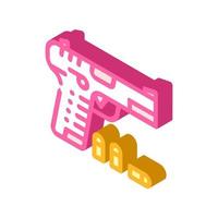 gun with cartridges isometric icon vector illustration