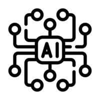 ilustración de vector de icono de línea de esquema de inteligencia artificial ai