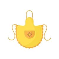 Bright yellow kitchen apron with large pocket and ruffles, isolated on white background. Cooking dress for housewife. Protective garment vector