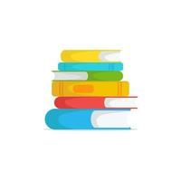 los libros coloridos se apilan uno encima del otro. tarjeta con libros para librería, librería, biblioteca, amante de los libros, bibliófilo vector