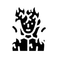 ilustración de vector de icono de glifo de personaje de fantasía de hombre ardiente