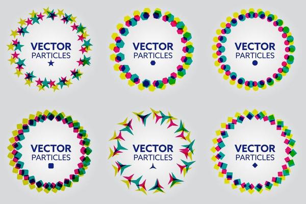 Set of Colored Circles Formed by Different Geometric Shapes. Abstract design elements. Vector illustration. creative abstract vector set.