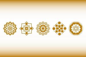 Arabic pattern abstract icon set. Rounded symbol set, vector spirographs. Luxurious abstract geometric shape logo, Concept vector set.