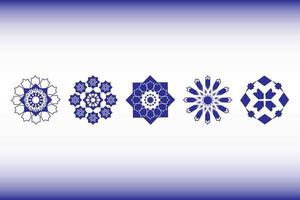 Arabic pattern abstract icon set. Rounded symbol set, vector spirographs. Luxurious abstract geometric shape logo, Concept vector set.