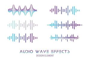ecualizador de onda de audio moderno. plantillas creativas fluidas abstractas con ondas de audio dinámicas. tarjetas, conjunto de cubiertas de color. diseño geométrico ilustración vectorial en color web digital vector