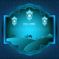 vector design with islamic background with lantern and desert ornament