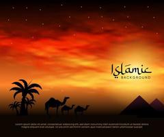 vector design with Islamic background at night in the desert