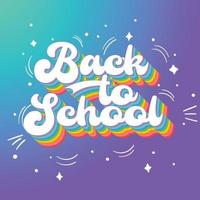 ilustración de banner de letras de arco iris de regreso a la escuela vector