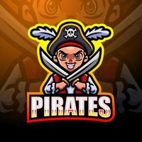 diseño de logotipo de mascota de esport de niño pirata vector