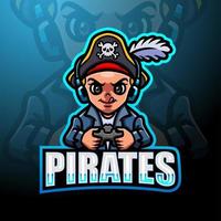 diseño de logotipo de mascota de esport de niño pirata vector