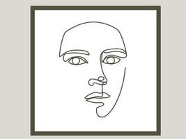 Woman face one line drawing. Continuous line drawing art. Vector line illustration. Minimalist Black White Drawing Artwork