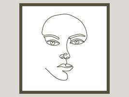 Woman face one line drawing. Continuous line drawing art. Vector line illustration. Minimalist Black White Drawing Artwork