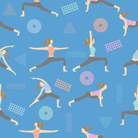 Popular yoga position poses illustration seamless pattern, premium vector International Day of Yoga