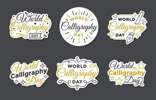 conjunto de pegatinas del día mundial de la caligrafía vector