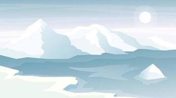 Ilustración de vector de fondo de paisaje de montaña de iceberg