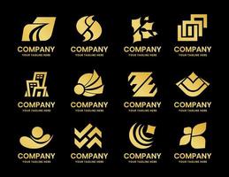 elemento de logotipo de empresa abstracta dorada de negocios vector