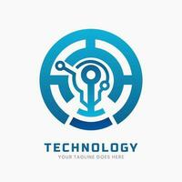 Digital futuristic technology logo vector template