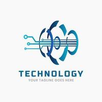 Digital futuristic technology logo vector template