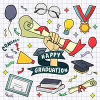 Free Vector  Back to school lettering with graduation cap and doodles