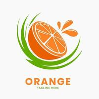 logo de fruta naranja o logo de jugo de naranja. plantilla de elemento de icono de fruta fresca vector