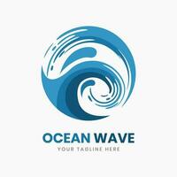 Ocean wave water surfing logo template vector