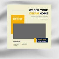 Real estate square social media template vector