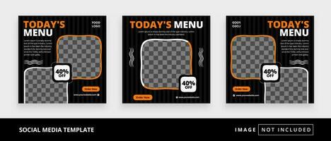 Delicious food square restaurant social media post template vector