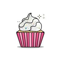 Cupcake illustration with white jam vector