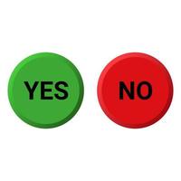 Yes and No Button list icons set, green and red isolated on white background, vector illustration.