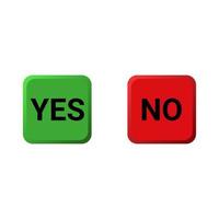 Yes and No square button illustration on white background. icon set. vector illustration