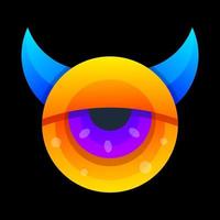 estampado de diseño de logotipo colorido del diablo de ojos vector