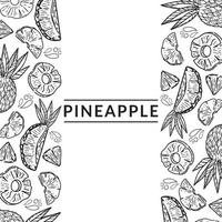 Banner with silhouettes of pineapples on white background. A great design for advertising the exotic fruit market, a business for grocery stores. Hand-drawn elements in a flat style vector